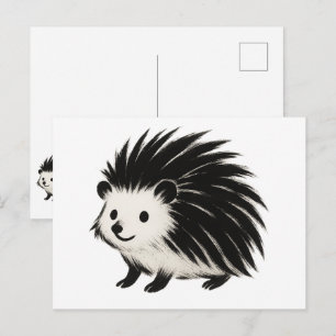Cartão Postal Nevoeiro minimalista - Design de animal de tinta p