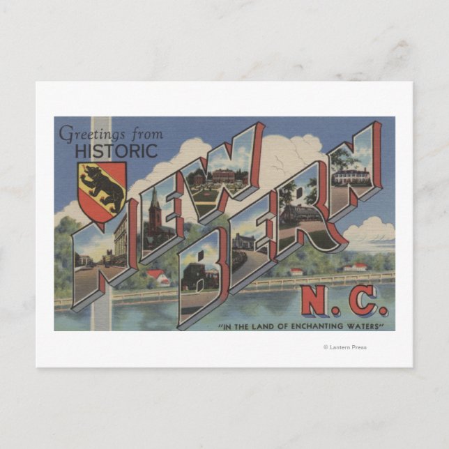 Cartão Postal New Bern, Carolina do Norte - Grandes Cenas de Let (Frente)