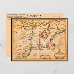 Cartão Postal New England Map Native American Settlements