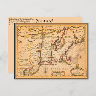 Cartão Postal New England Map Native American Settlements