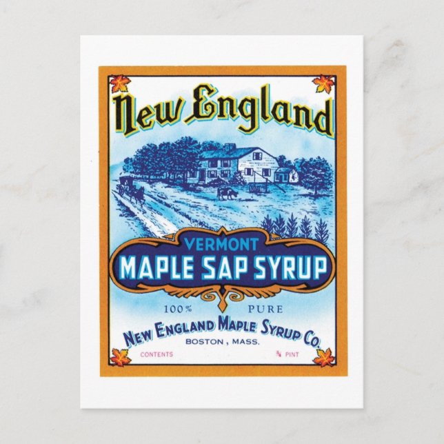 Cartão Postal New England Maple Sap Syrup Ad (Frente)