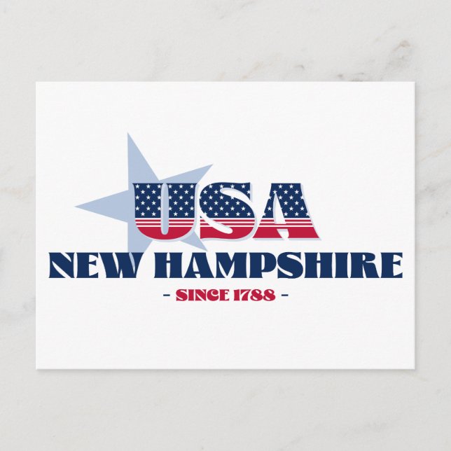 Cartão Postal New Hampshire em Red, White e Blue Postcard (Frente)