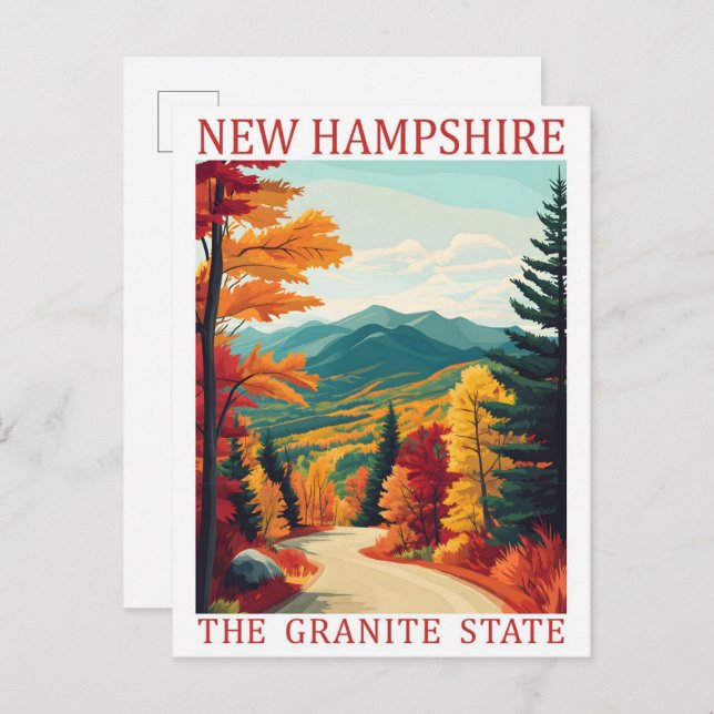 Cartão Postal New Hampshire, Granite State USA Viagem Place (Frente/Verso)