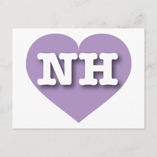 Cartão Postal New Hampshire Lavanda Heart - Big Love (Frente)