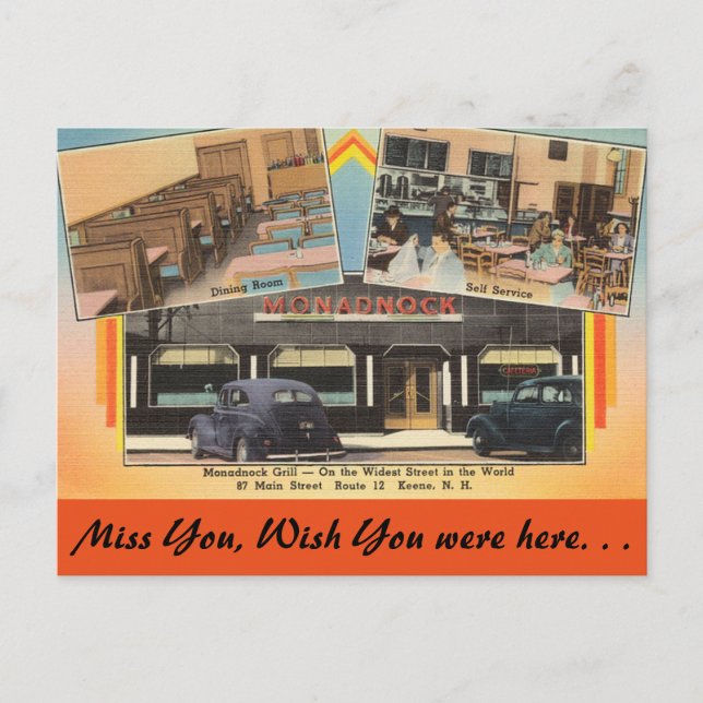 Cartão Postal New Hampshire, Monadnock Grill, Keene (Frente)