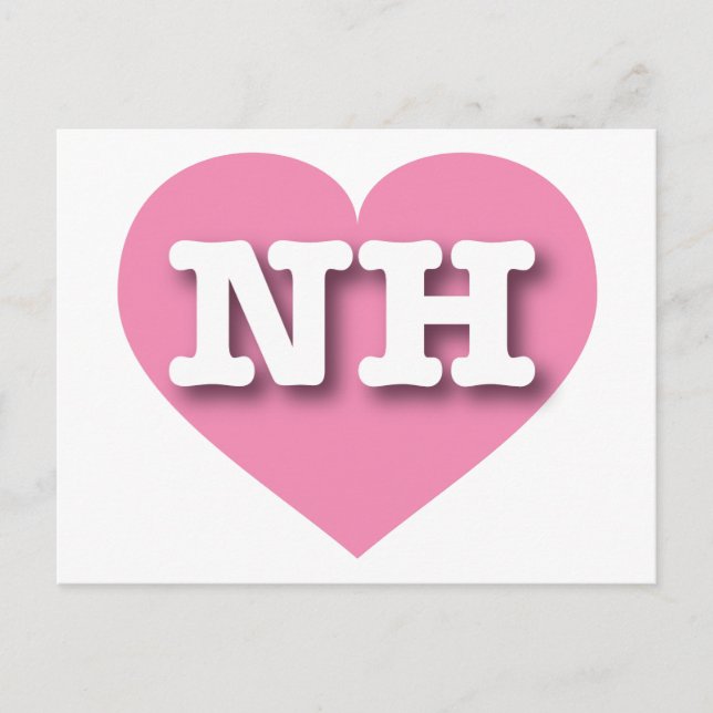 Cartão Postal New Hampshire Pink Heart - Eu amo NH (Frente)