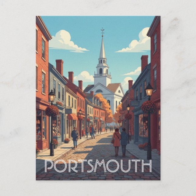 Cartão Postal New Hampshire Portsmouth Viagem (Frente)