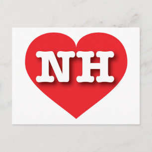 Cartão Postal New Hampshire Red Heart - Eu amo NH