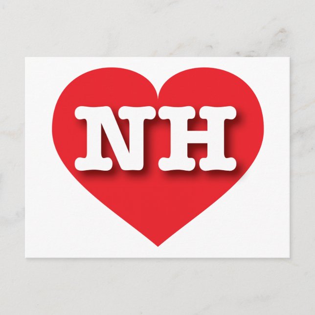 Cartão Postal New Hampshire Red Heart - Eu amo NH (Frente)