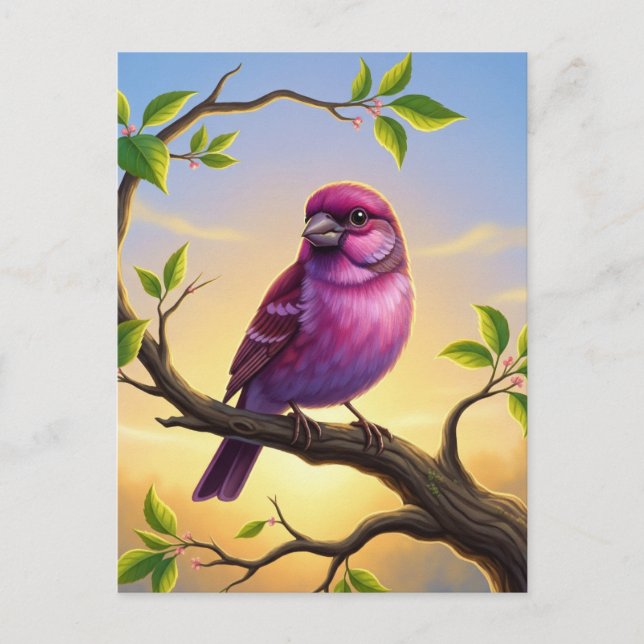 Cartão Postal New Hampshire State Bird Purple Finch (Frente)