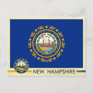 Cartão Postal New Hampshire State Flag e Seal
