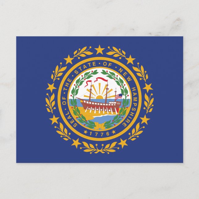 Cartão Postal New Hampshire State Flag Raleigh Souvenir (Frente)