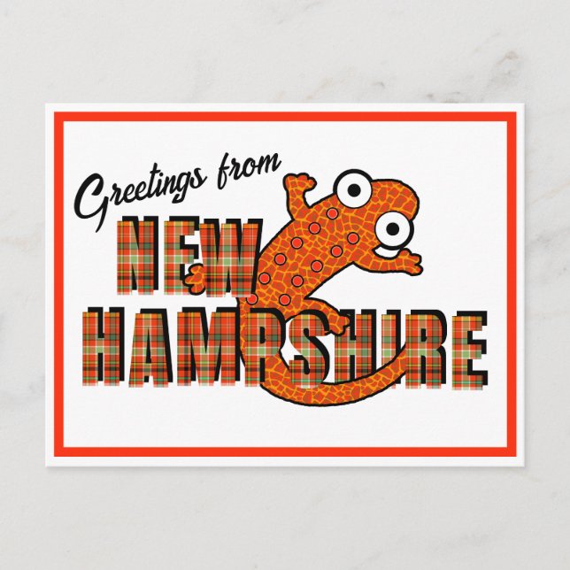 Cartão Postal New Hampshire State Symbol Red Spotted Newt Orange (Frente)