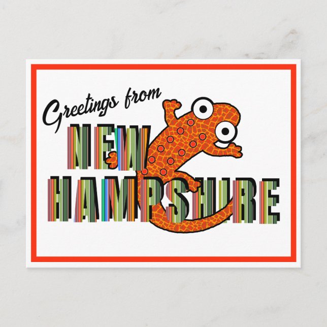 Cartão Postal New Hampshire State Symbol Red Spotted Newt Stripe (Frente)