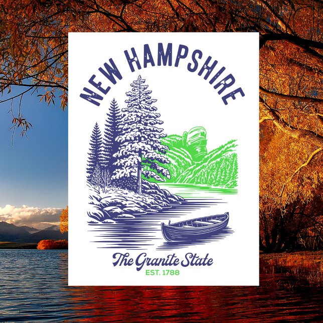 Cartão Postal New Hampshire The Granite State Est. 1788 Lakeside (New Hampshire)