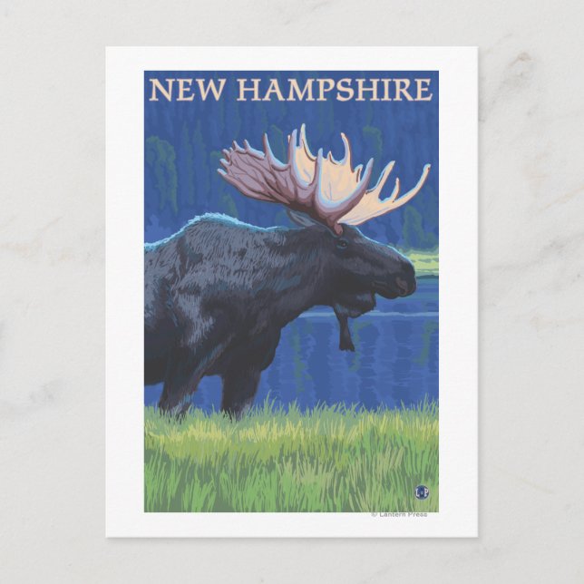 Cartão Postal New HampshireMoose na Lua (Frente)