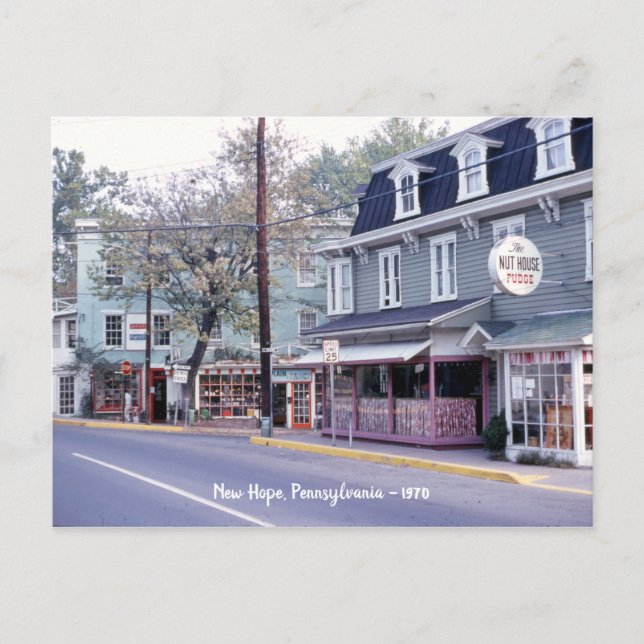 Cartão Postal New Hope, Pennsylvania 1970 The Nut House Fudge (Frente)