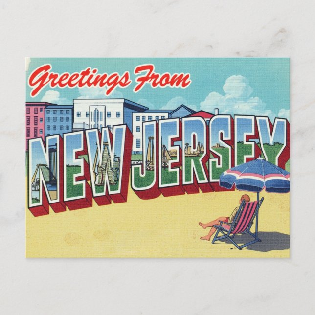 Cartão Postal New Jersey Beach Shore (Frente)