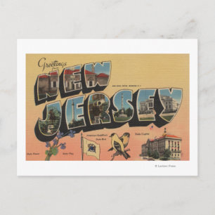 Cartão Postal New Jersey (Capital Estatal/Flor/Pássaro)