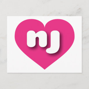 Cartão Postal New Jersey Hot Pink Heart - Amor