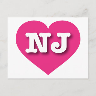 Cartão Postal New Jersey Hot Pink Heart - Eu amo NJ