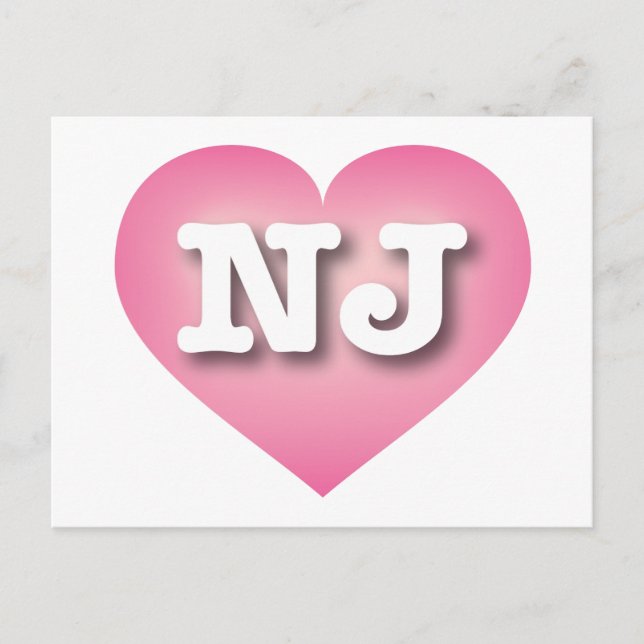Cartão Postal New Jersey Pink Fade Heart - Eu amo NJ (Frente)
