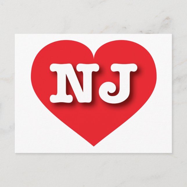 Cartão Postal New Jersey Red Heart - Eu amo NJ (Frente)