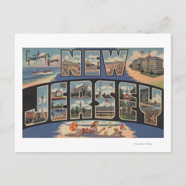Cartão Postal New JerseyLarge - Letra CenaNova Jersey (Frente)