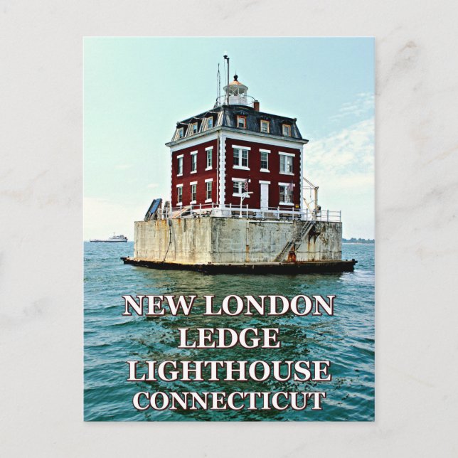 Cartão Postal New London Lighthouse, Cartão-postal de Connecticu (Frente)
