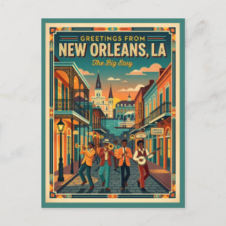 Cartão Postal New Orleans Big Easy Vintage Style 