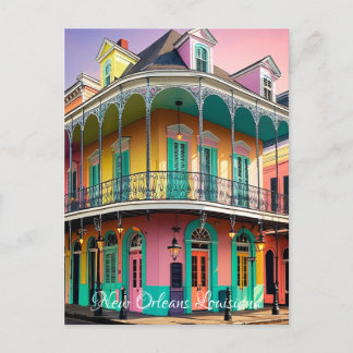 Cartão Postal New Orleans Louisiana retro pastel