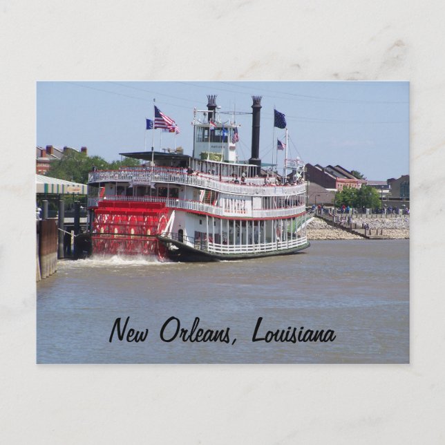 Cartão Postal New Orleans Louisiana River Boat (Frente)