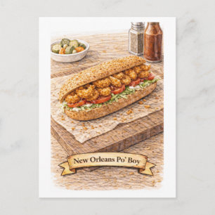 Cartão Postal New Orleans Po'Boy (Série de Comida Americana)
