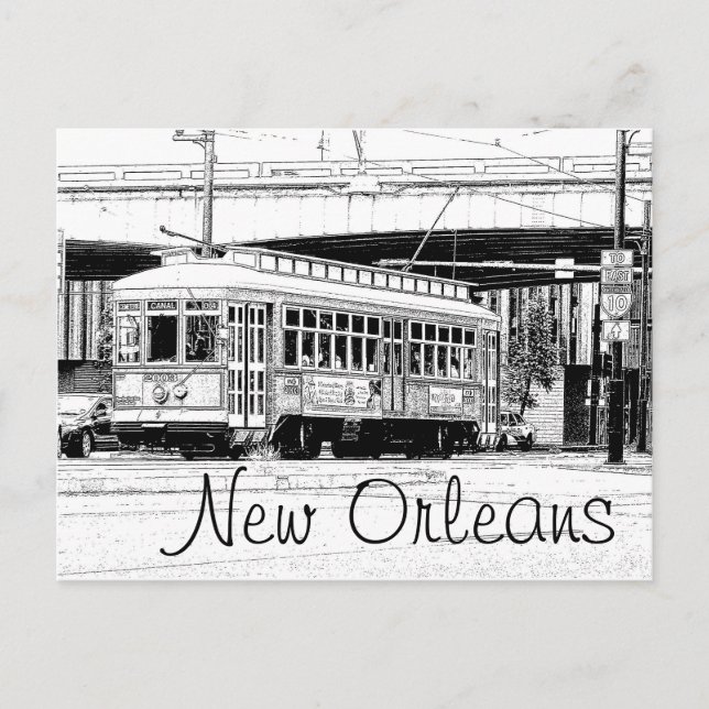 Cartão Postal New Orleans Postcard - Trolley Car (Frente)