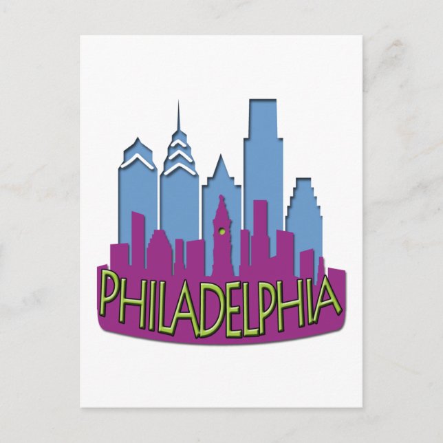 Cartão Postal New wave Philly Skyline legal (Frente)