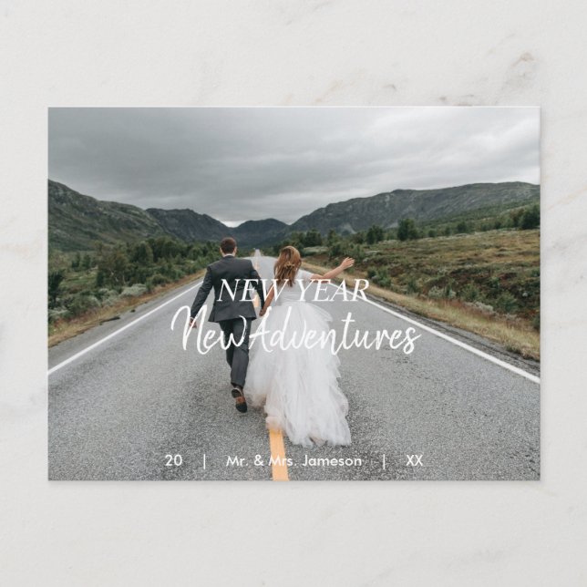Cartão Postal New Year New Adventures | Newlywed Photo Holiday (Frente)