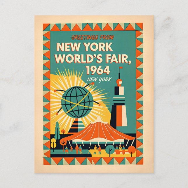 Cartão Postal New York 1964 World’s Fair Retro (Frente)