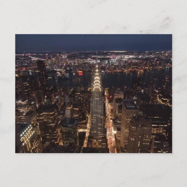 Cartão Postal New York City at night - Chrysler Building (Frente)