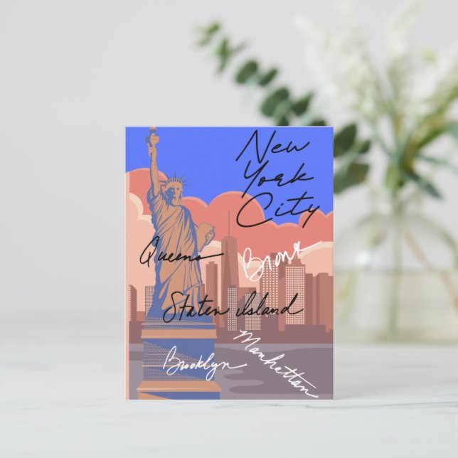 Cartão Postal New York City Postkarte –Skyline & Big Apple  (Em pé/Frente)