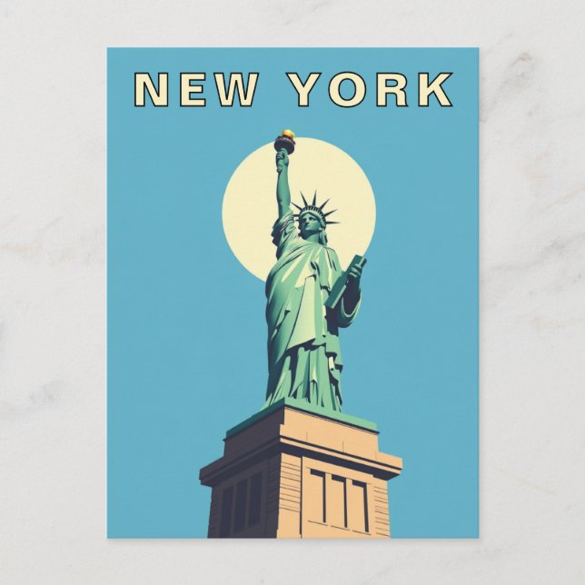 Cartão Postal New York City Retro Statue of Liberty (Frente)