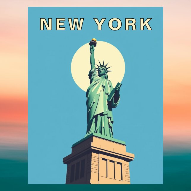 Cartão Postal New York City Retro Statue of Liberty (New York City Retro Statue of Liberty Postcard
)