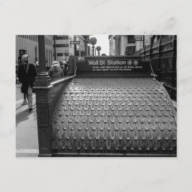 Cartão Postal New York City Wall Street Photo in Black & White (Frente)