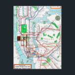 Cartão Postal New York: Metro Mapa, 1940<br><div class="desc">Mapa do sistema do metro de Nova Iorque,  publicado pelo banco de poupança da moeda de dez centavos da união,  1940. identificações de |: 0091976</div>