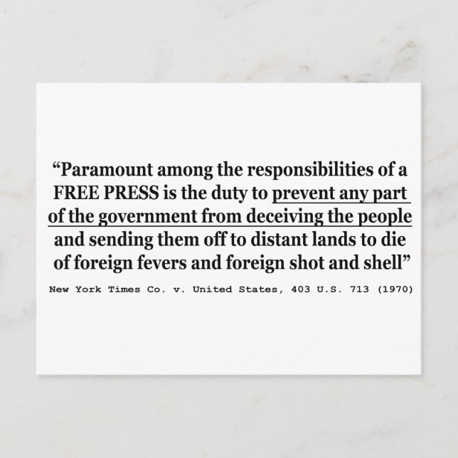 Cartão Postal New York Times Co/Estados Unidos 403 US 713 1970 (Frente)