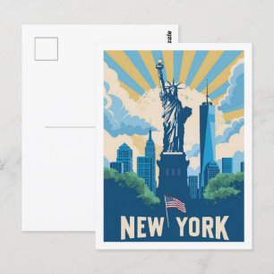 Cartão Postal New York United State Vintage Familiar Viagem Plac