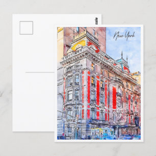 Cartão Postal New York USA Viagem Place Watercolor