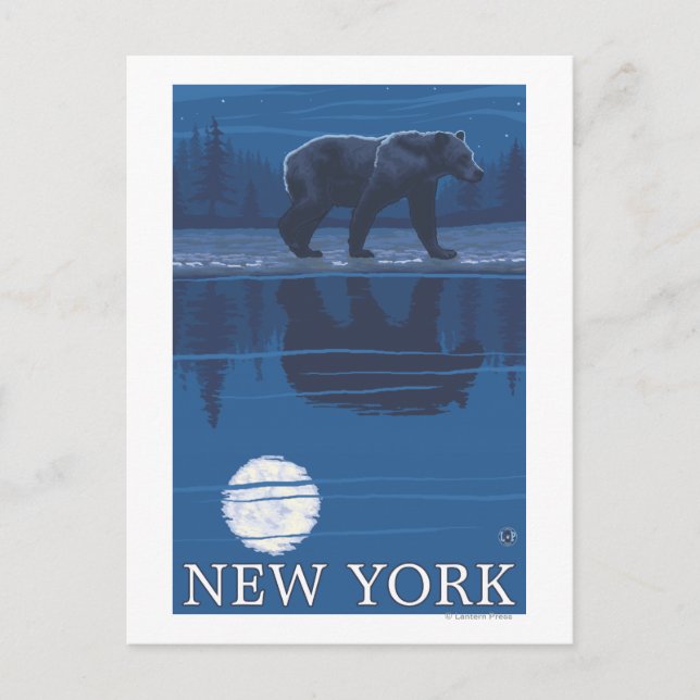 Cartão Postal New YorkBear no Luar (Frente)