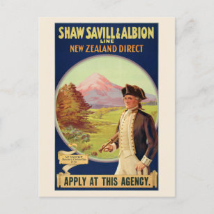 Cartão Postal New Zealand Direct Vintage Poster 1931