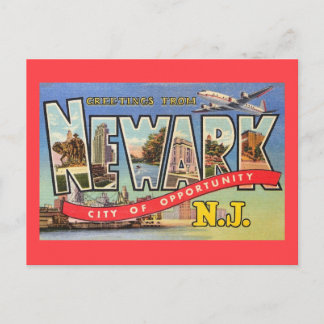 Cartão Postal Newark NJ Cidade de Oportunidades Retro