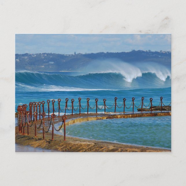 Cartão Postal Newcastle Beach, da Piscina Canoe (Frente)